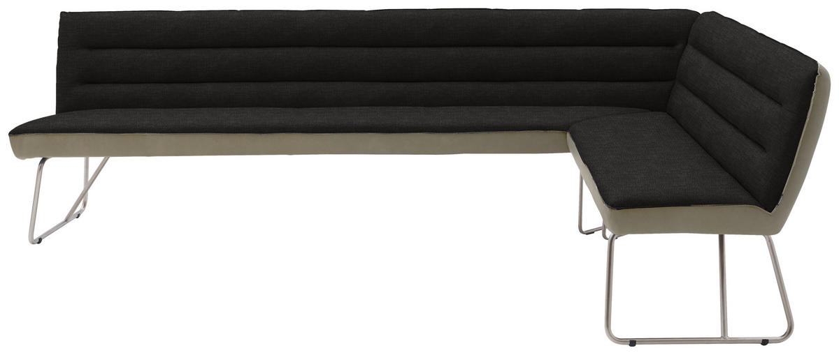 ECKBANK 284/184 cm Flachgewebe Anthrazit, Edelstahlfarben, Greige   - Edelstahlfarben/Greige, Design, Textil/Metall (284/184cm) - Dieter Knoll