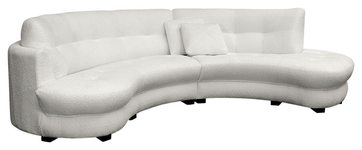 ECKSOFA in Bouclé Hellgrau  - Weiss/Hellgrau, Design, Kunststoff/Textil (300/113cm) - Livetastic