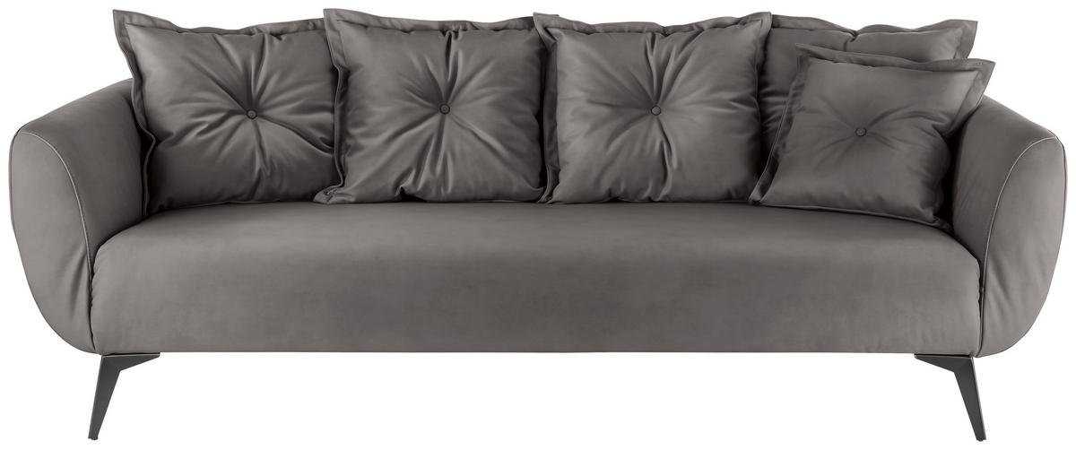 3-SITZER-SOFA Lederlook Anthrazit  - Anthrazit/Schwarz, MODERN, Textil/Metall (236/94/103cm) - Livetastic