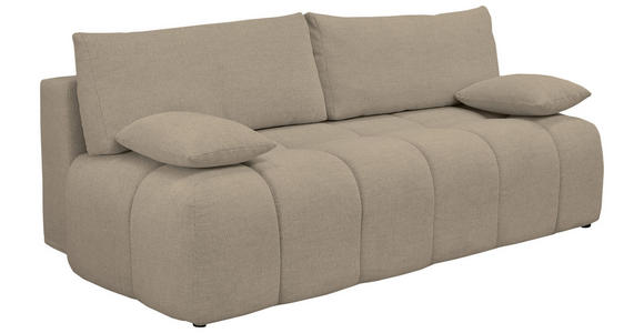 BOXSPRINGSOFA in Chenille Beige  - Beige/Schwarz, MODERN, Kunststoff/Textil (210/72/105cm) - Cantus