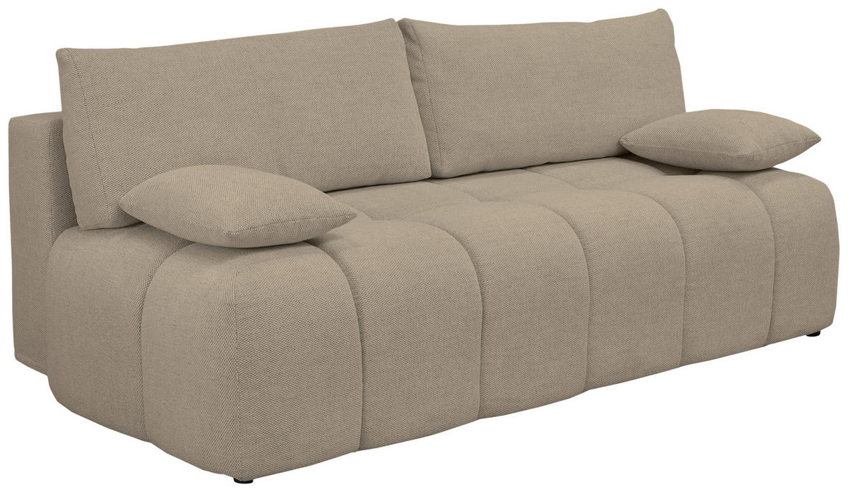 BOXSPRINGSOFA in Chenille Beige  - Beige/Schwarz, MODERN, Kunststoff/Textil (210/72/105cm) - Cantus
