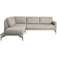 ECKSOFA in Flachgewebe, Struktur Beige  - Anthrazit/Beige, Design, Textil/Metall (230/254cm) - Ambiente