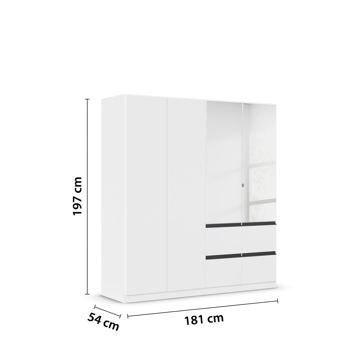 KLEIDERSCHRANK in Weiss, Dunkelgrau  - Weiss/Dunkelgrau, Trend, Holzwerkstoff/Kunststoff (181/197cm) - Xora