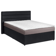 BOXBETT Webstoff 140/200 cm INKL. Matratze, gepolstertes Kopfteil, Topper - Anthrazit/Hellgrau, KONVENTIONELL, Holzwerkstoff/Kunststoff (140/200cm) - Carryhome
