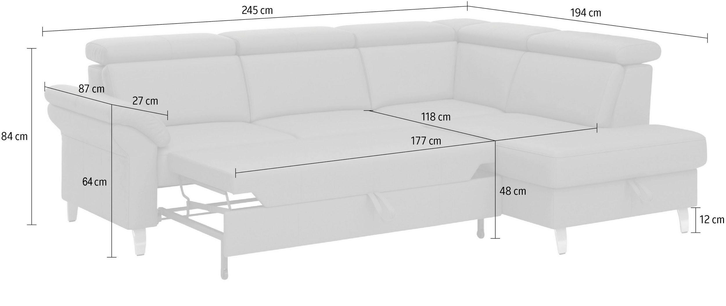 ROHOVÁ SEDAČKA, textil, koža, červenohnedá - červenohnedá/chrómová, Basics, kov/koža (245/194cm) - Sit & More