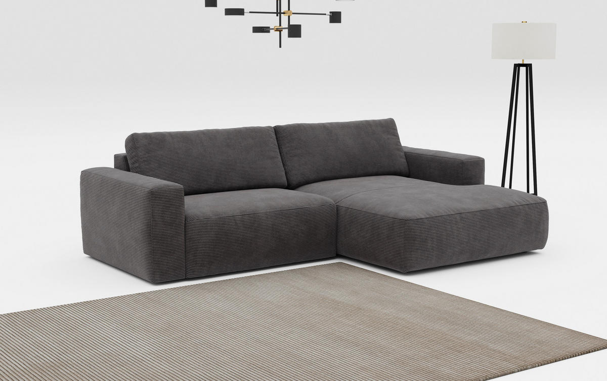 ECKSOFA Anthrazit Mikrofaser  - Anthrazit/Schwarz, MODERN, Kunststoff/Textil (283/175cm) - MID.YOU