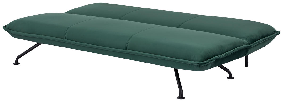 SCHLAFSOFA in Velours Grün  - Schwarz/Grün, MODERN, Textil/Metall (190/79/89cm) - MID.YOU