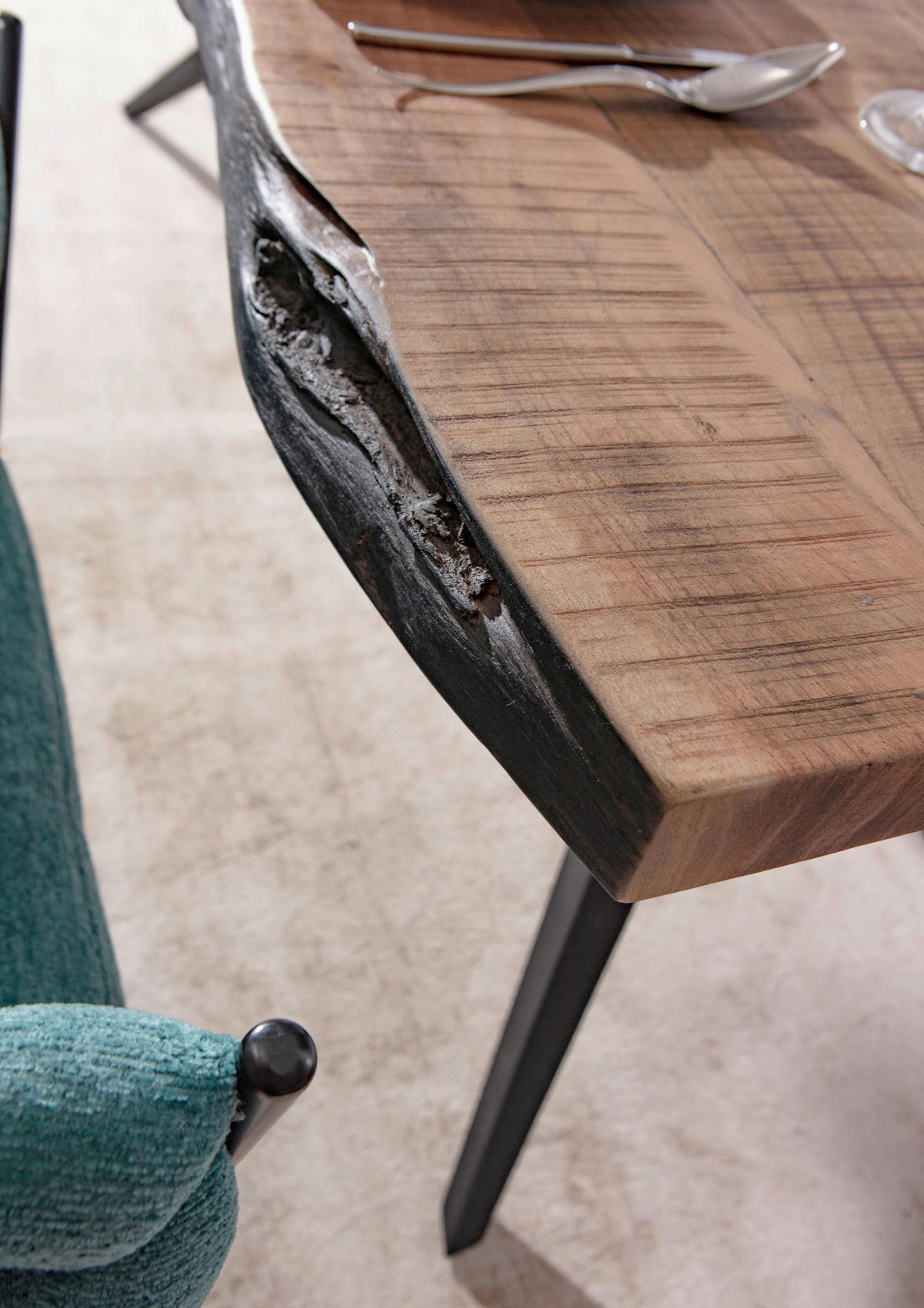 ESSTISCH in Holz, Metall 200/100/76 cm  - Schwarz/Akaziefarben, Design, Holz/Metall (200/100/76cm) - Landscape
