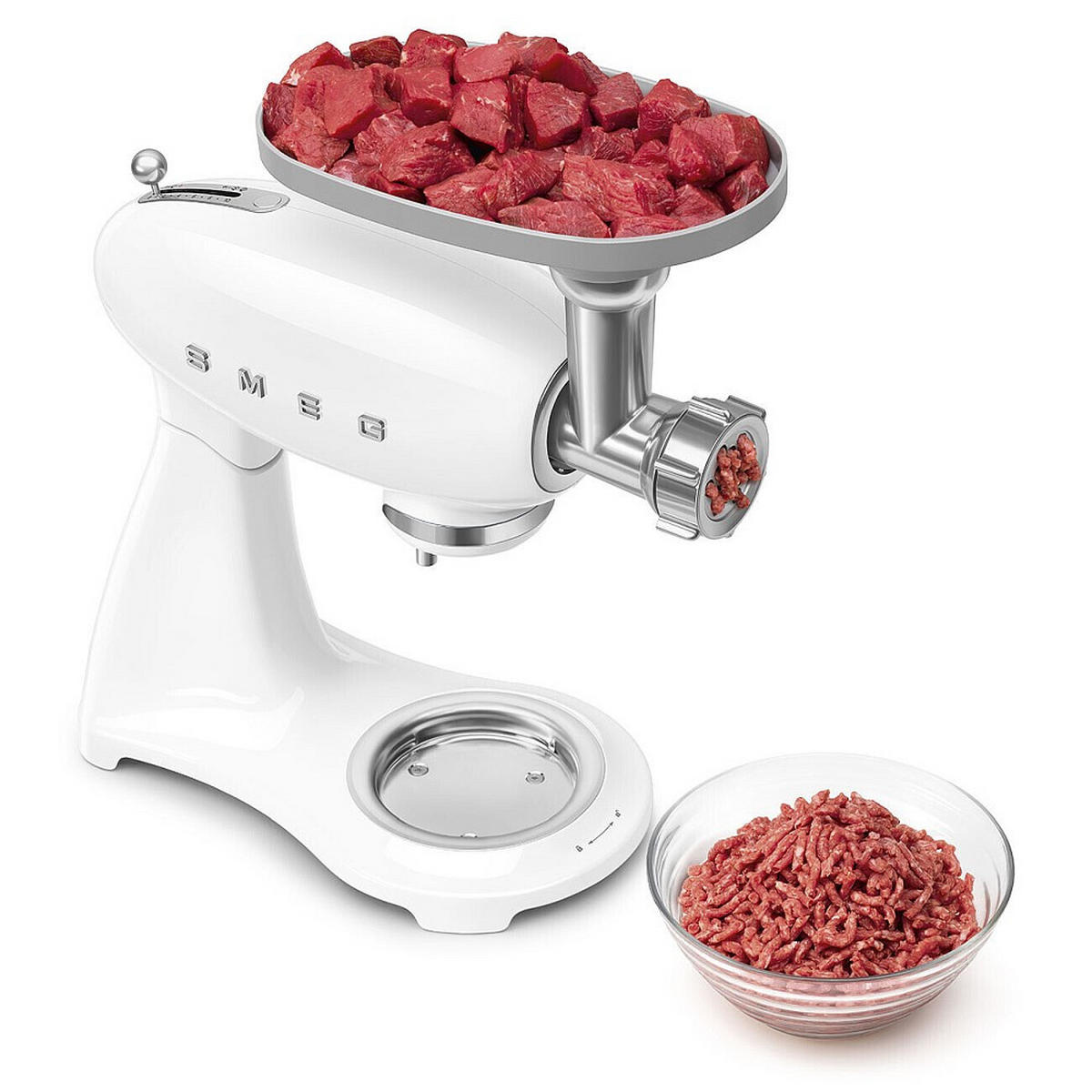 KÜCHENMASCHINE 50´S STYLE SMF05CREU  - Alufarben/Weiß, Basics, Metall (40,2/37,8/22,1cm) - SMEG