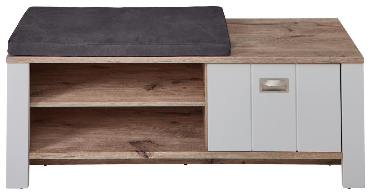 ŠATNÍ LAVICE, 130/52/38 cm - šedá/barvy dubu, Lifestyle, kov/kompozitní dřevo (130/52/38cm) - MID.YOU