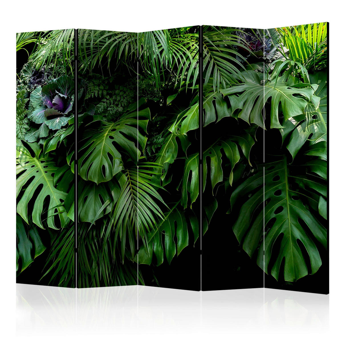 PARAVENT mit 5  Flügel - Schwarz/Hellblau, Basics, Holz/Textil (225/172/3cm) - artgeist