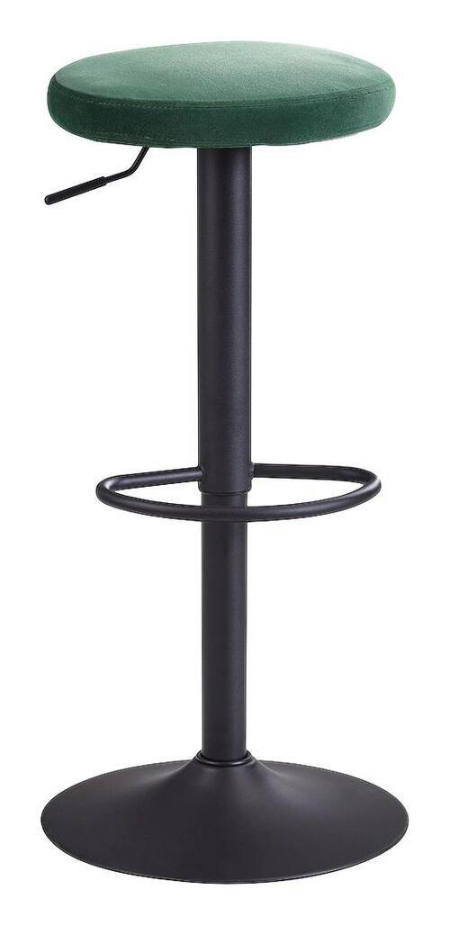 BARHOCKER Samt Grün Sitzfläche 360° drehbar  - Schwarz/Grün, MODERN, Textil/Metall (40/79/40cm) - MID.YOU