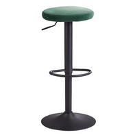 BARHOCKER Samt Grün Sitzfläche 360° drehbar  - Schwarz/Grün, MODERN, Textil/Metall (40/79/40cm) - MID.YOU