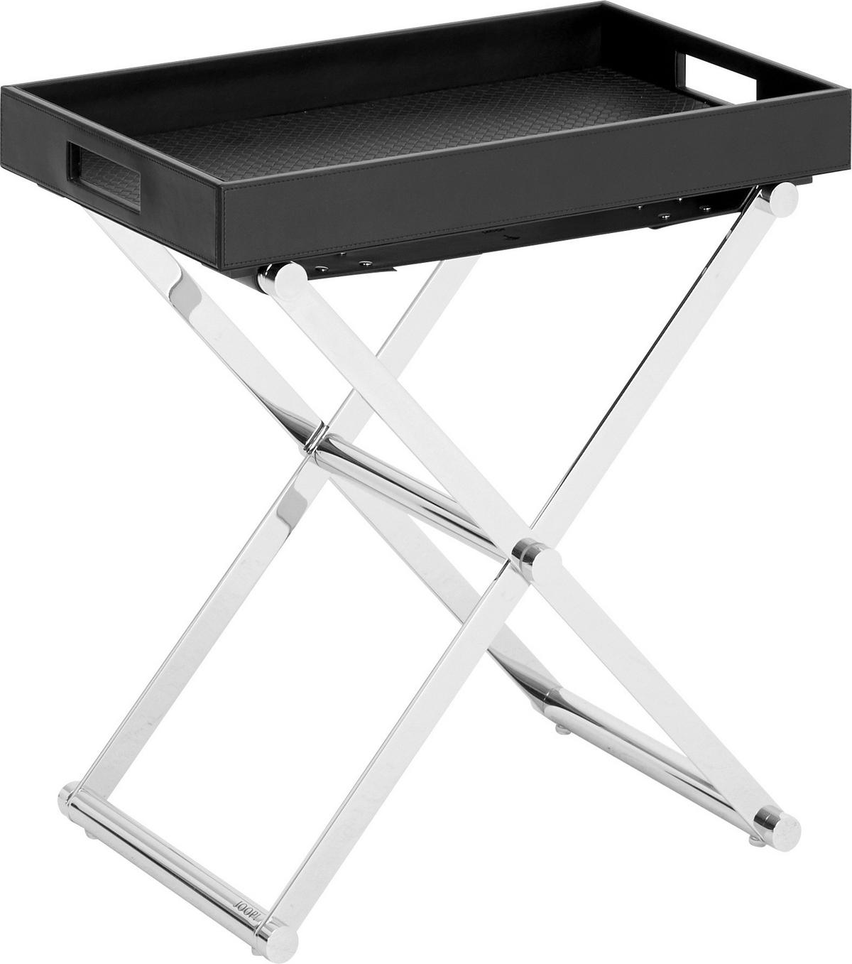 BEISTELLTISCH 52/32/50 cm Schwarz, Chromfarben rechteckig  - Chromfarben/Schwarz, Basics, Textil/Metall (52/32/50cm) - Joop!