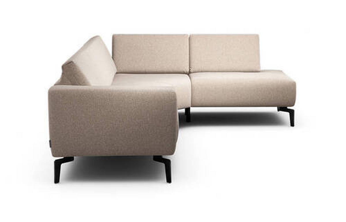ECKSOFA Cosy Sandfarben Samt  - Sandfarben/Schwarz, Design, Textil/Metall (256/193cm) - SENSOO