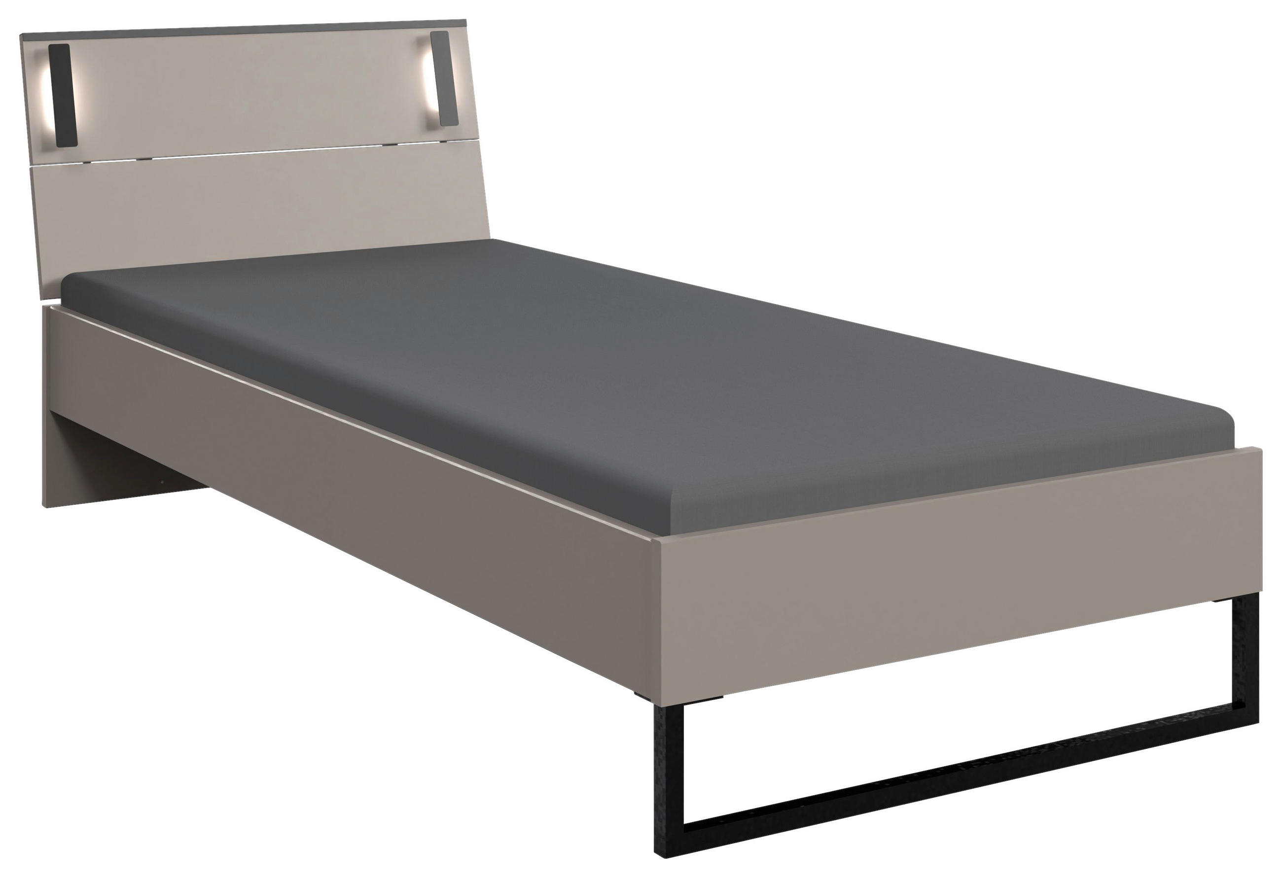 BETT 90/200 cm  in Graphitfarben, Sahara  - Schwarz/Graphitfarben, Design, Metall (90/200cm) - Carryhome