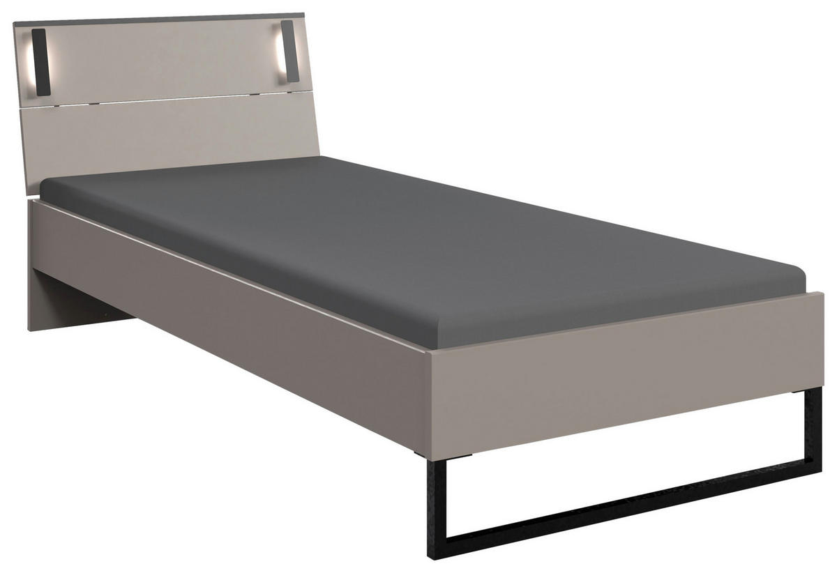 BETT 90/200 cm  in Graphitfarben, Sahara  - Schwarz/Graphitfarben, Design, Metall (90/200cm) - Carryhome