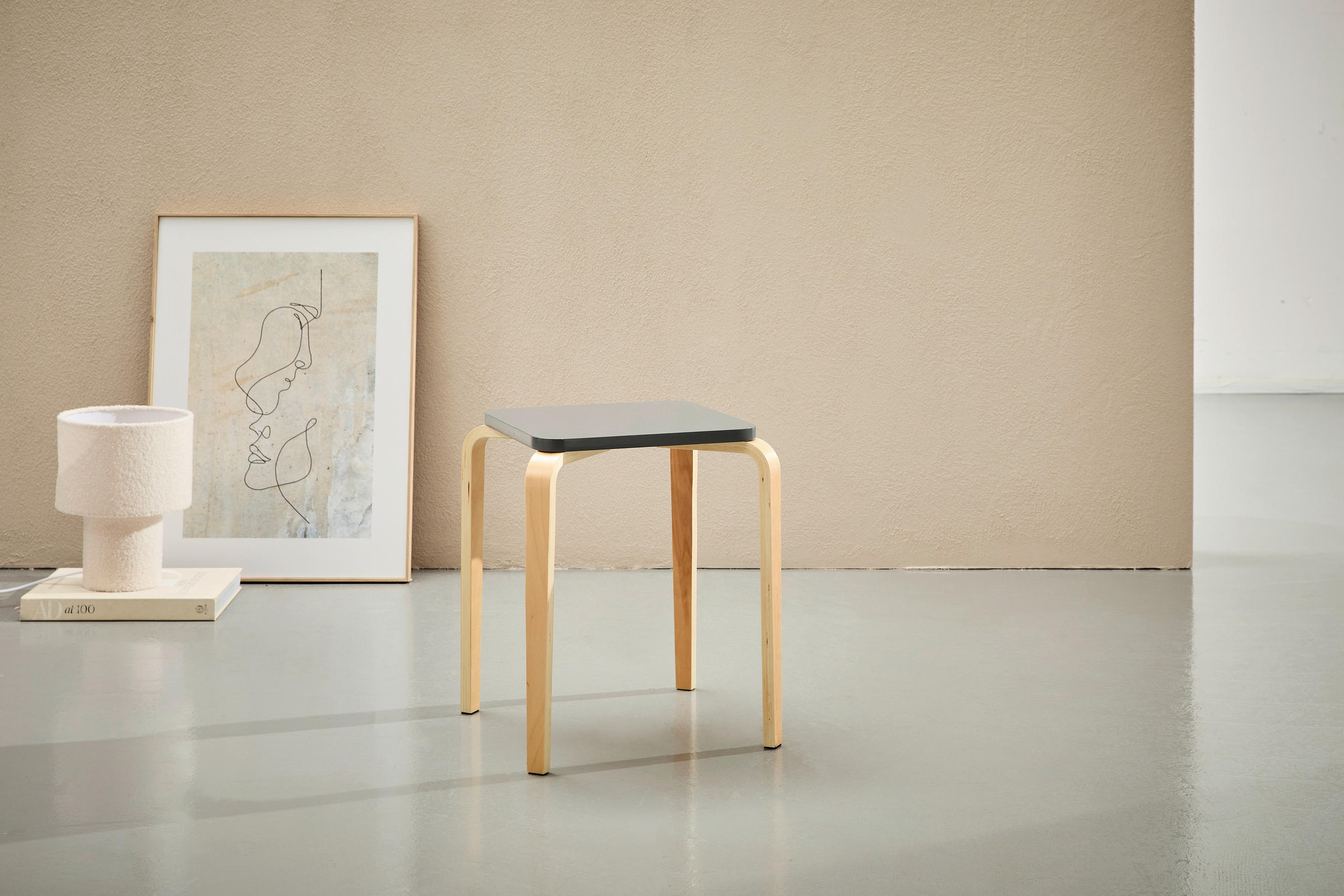 STAPELHOCKER Anthrazit, Naturfarben  - Anthrazit/Naturfarben, Basics, Holz (33/45/33cm) - Boxxx