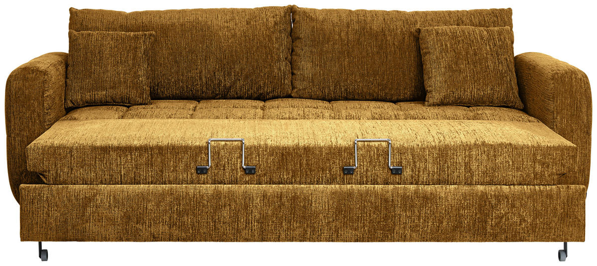 SCHLAFSOFA in Textil Senfgelb  - Senfgelb/Schwarz, Design, Holz/Textil (236/88/101cm) - Stylife