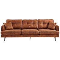 3-SITS SOFFA i läderimitation cognacfärgad  - cognacfärgad/svart, Design, trä/textil (257/89/92cm) - MID.YOU