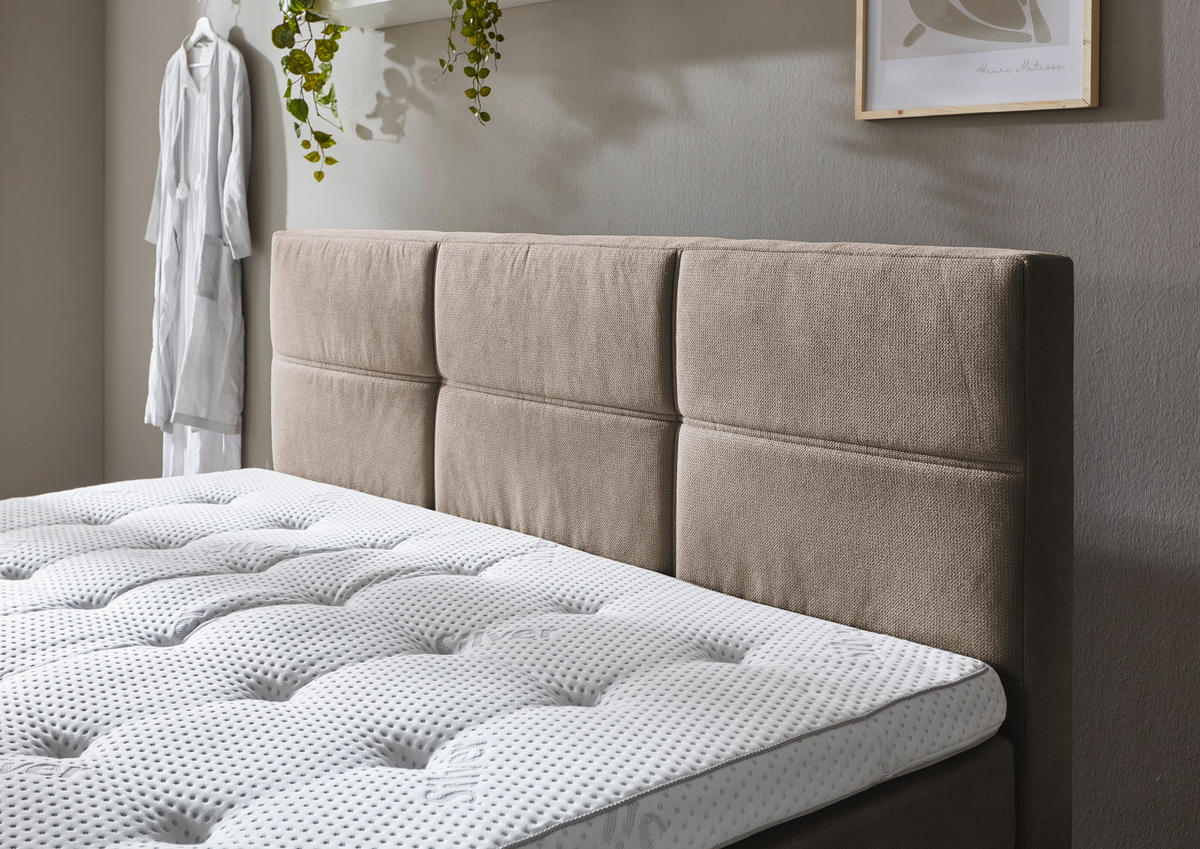 BOXSPRINGBETT 180/200 cm  in Taupe  - Taupe/Eichefarben, Konventionell, Holz/Textil (180/200cm) - Carryhome