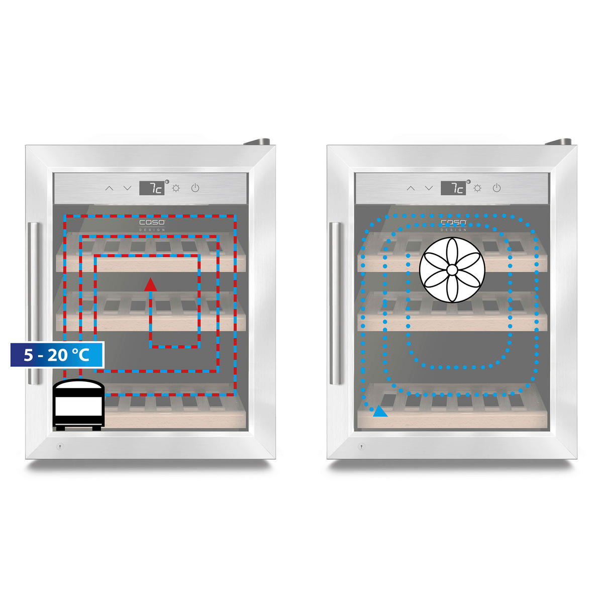 WEINKÜHLSCHRANK  - Edelstahlfarben, Basics (39,5/51,5/51cm) - CASO Design