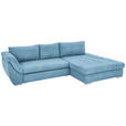 ECKSOFA Blau Flachgewebe  - Blau/Silberfarben, Design, Textil/Metall (306/174cm) - Carryhome