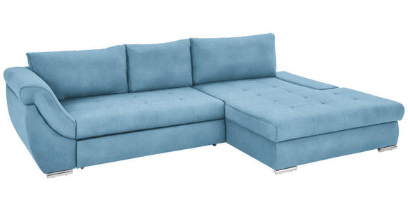 ECKSOFA Blau Flachgewebe  - Blau/Silberfarben, Design, Textil/Metall (306/174cm) - Carryhome