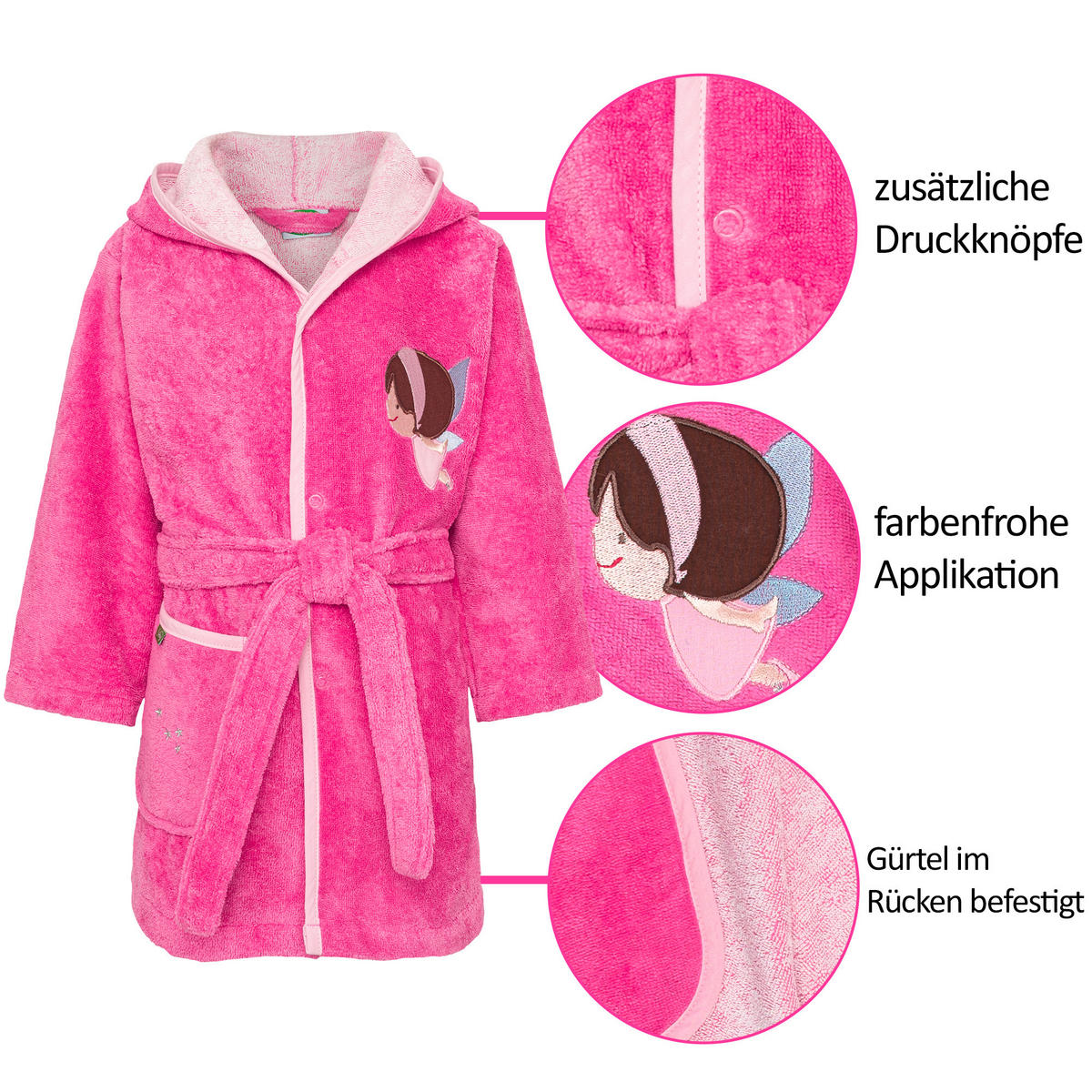 KINDERBADEMANTEL ELFE 86/92  - Pink, Basics, Textil (86/92null)