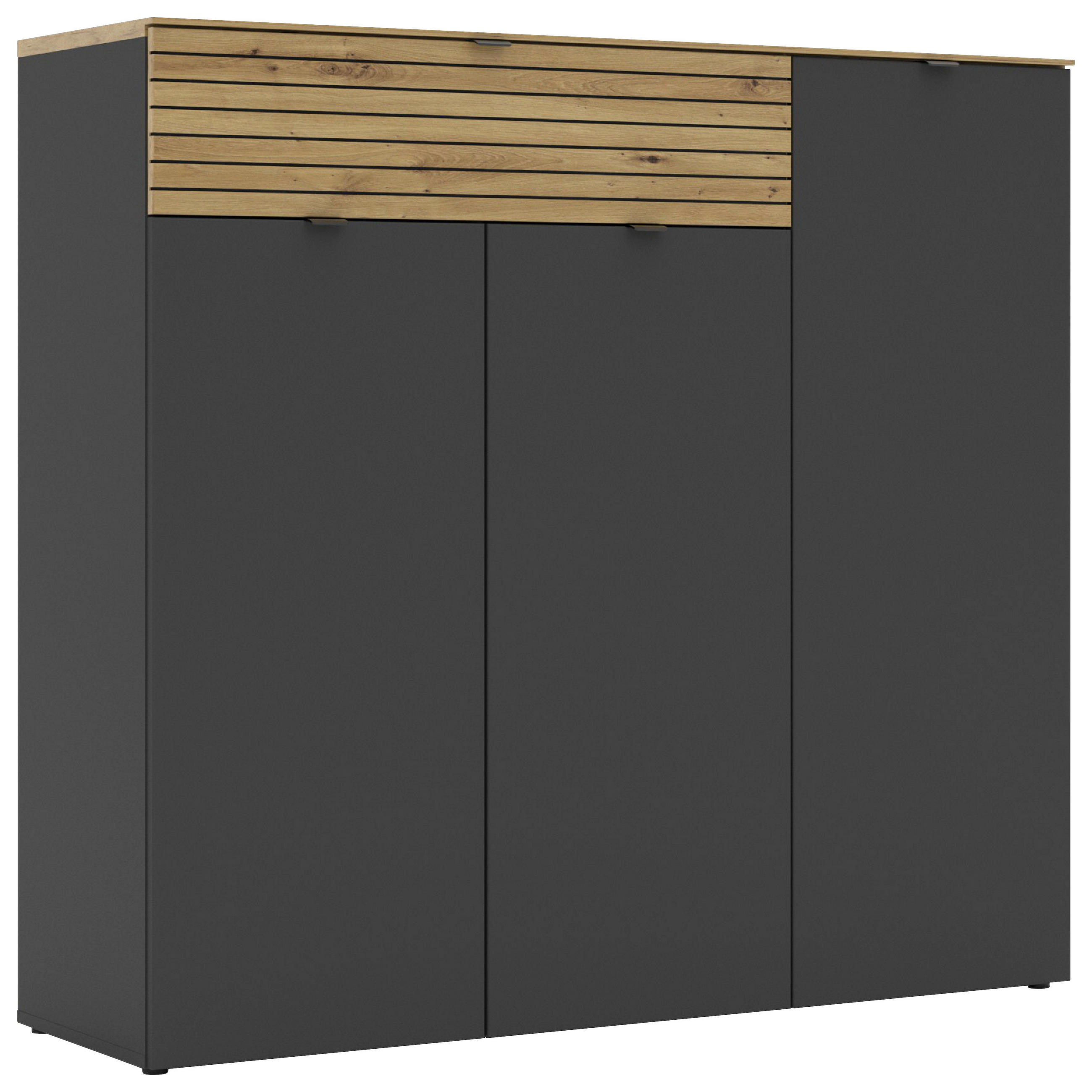 SCHUHSCHRANK Graphitfarben, Eiche Artisan  - Schwarz/Graphitfarben, MODERN, Holzwerkstoff/Metall (136/125/41cm) - Voleo