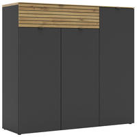 SCHUHSCHRANK Graphitfarben, Eiche Artisan  - Schwarz/Graphitfarben, MODERN, Holzwerkstoff/Metall (136/125/41cm) - Voleo