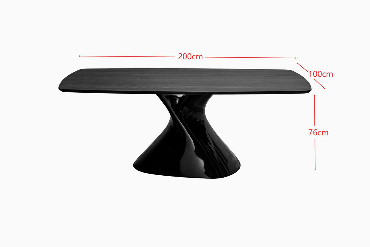 ESSTISCH 200/100/76 cm Echtholz, Nachbildung  Holz, Metall, Kunststoff, Holzwerkstoff rechteckig Schwarz, Walnussfarben  - Walnussfarben/Schwarz, Design, Holz/Holzwerkstoff (200/100/76cm) - Dieter Knoll