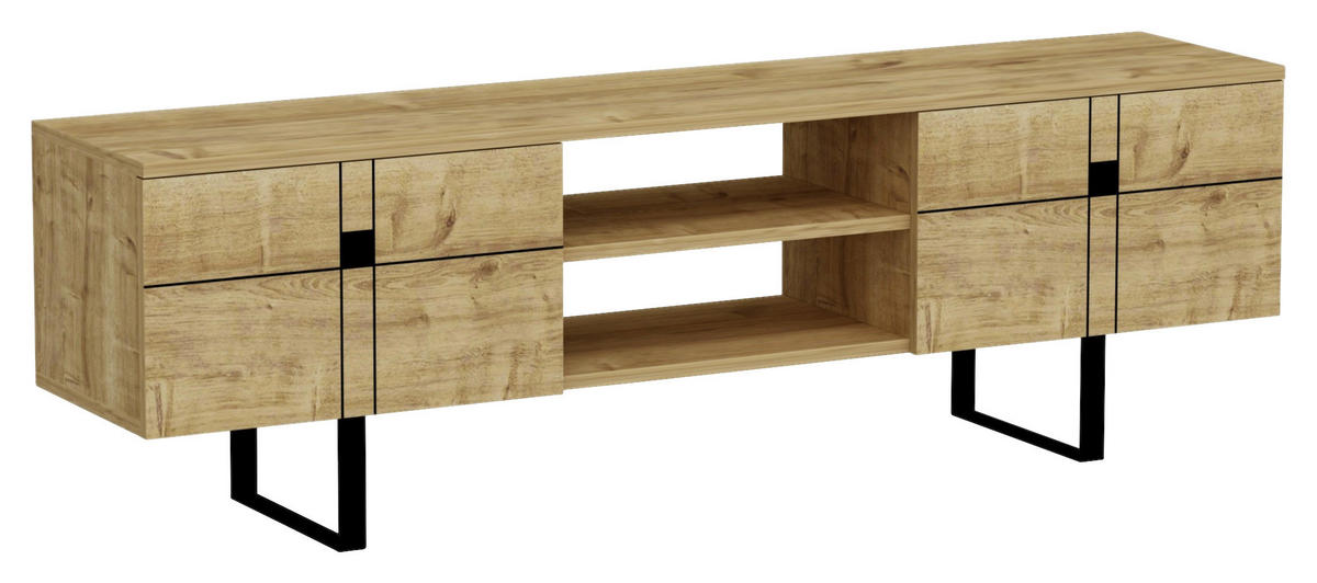 LOWBOARD Recife  in 160/50/35 cm  - Eichefarben/Schwarz, Design, Holzwerkstoff (160/50/35cm) - Livetastic