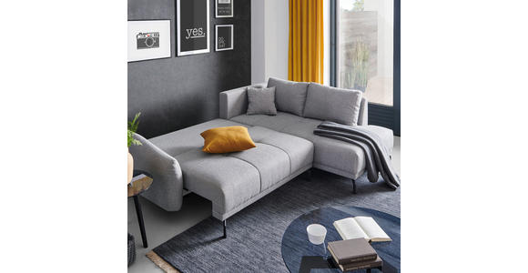 ECKSOFA  in Webstoff Grau  250/191 cm  - Schwarz/Grau, Design, Textil/Metall (250/191cm) - Carryhome