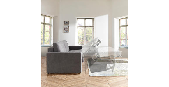 SCHLAFSOFA  in Webstoff Dunkelgrau  - Chromfarben/Dunkelgrau, KONVENTIONELL, Textil/Metall (208/86/97cm) - Novel
