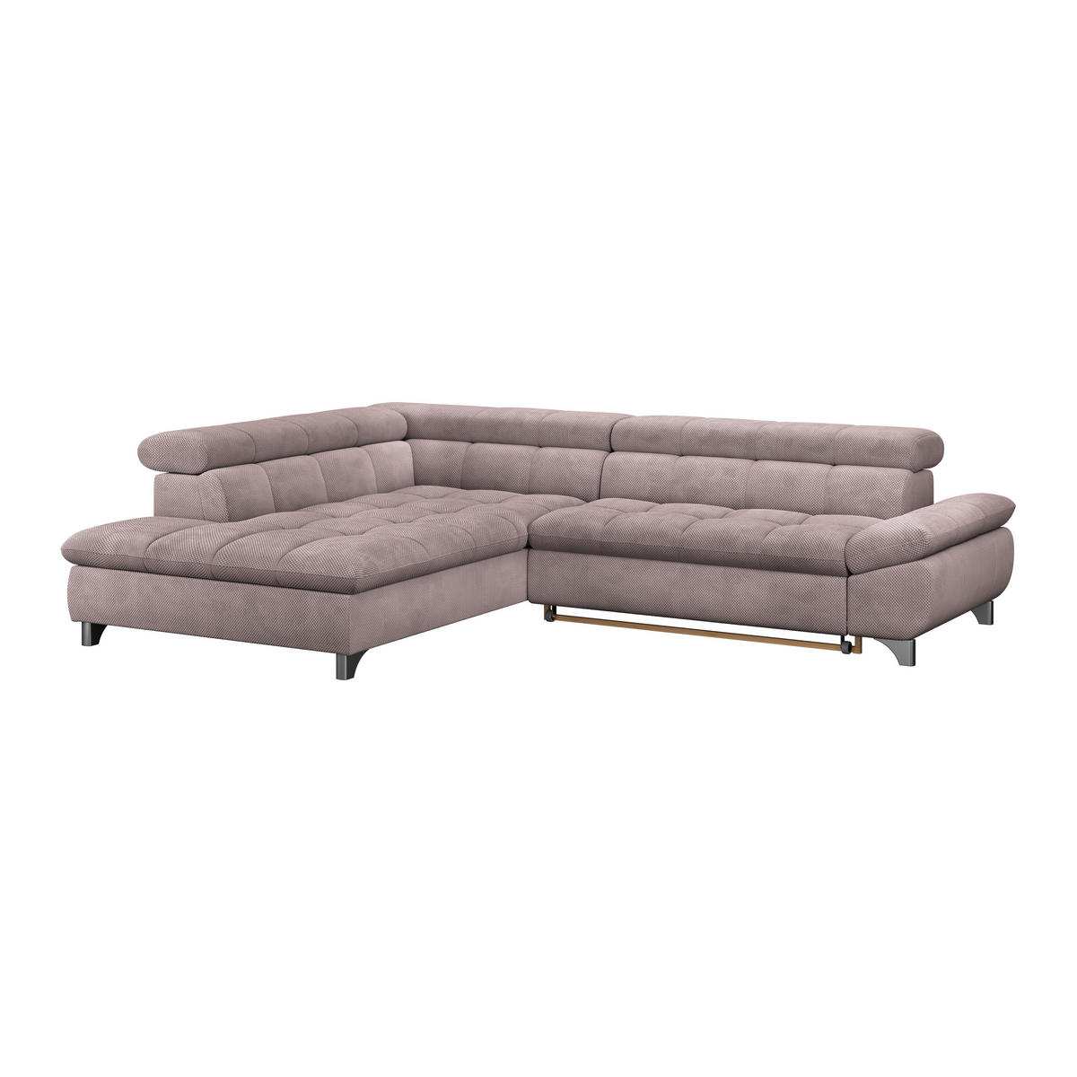 ECKSOFA Rosa Chenille  - Chromfarben/Rosa, KONVENTIONELL, Textil/Metall (234/312cm) - Livetastic
