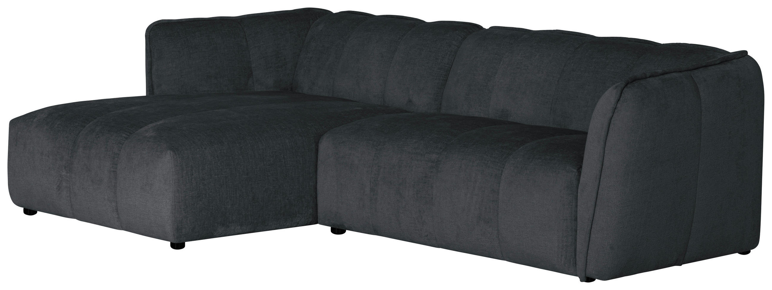 ECKSOFA LIVOLI in Chenille Grau 160/246 cm - Schwarz/Grau, Design, Textil (160/246cm) - MID.YOU