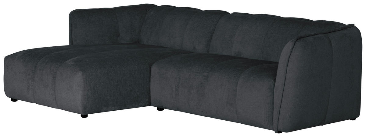 ECKSOFA LIVOLI in Chenille Grau  160/246 cm  - Schwarz/Grau, Design, Textil (160/246cm) - MID.YOU