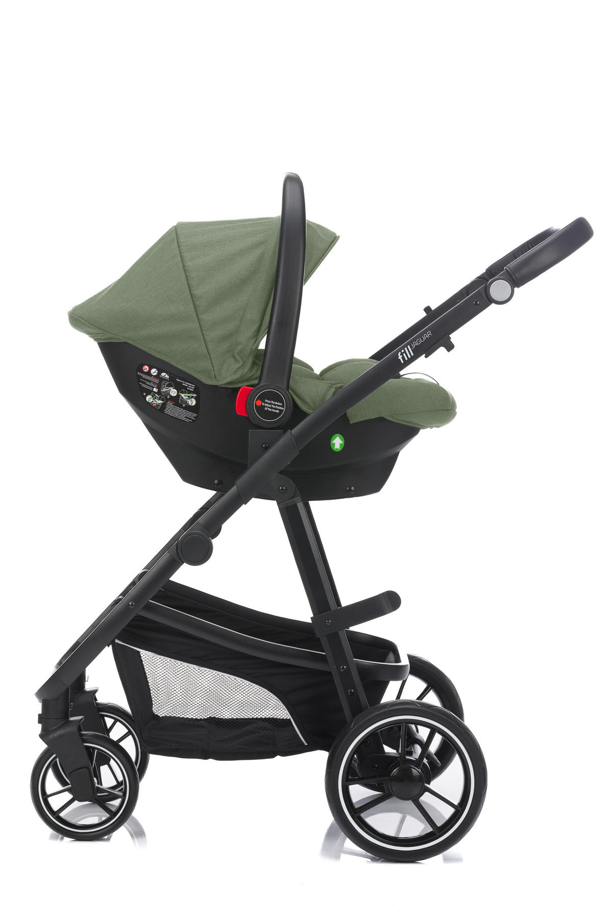 DEČJA KOLICA - SET  JAGUAR  - zelena/crna, Osnovno, tekstil/metal (50/45/85cm) - JAGUAR