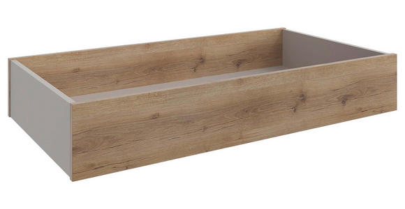 BETTKASTEN Eichefarben, Sandfarben - Sandfarben/Eichefarben, Holzwerkstoff/Kunststoff (99/17/53cm) - Hom`in