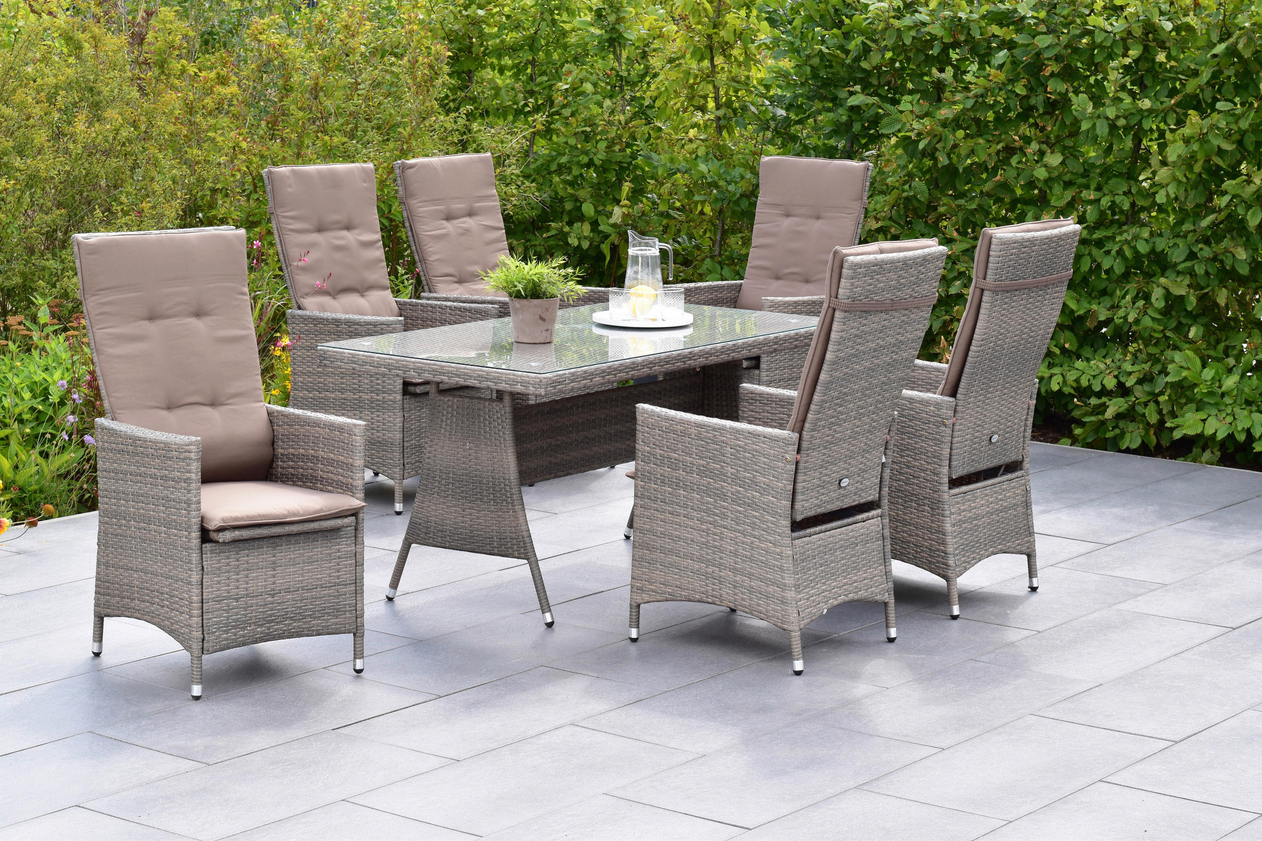 GARTENSET Aluminium  - Beige/Grau, MODERN, Kunststoff/Textil (180/147/183cm) - Gardenson
