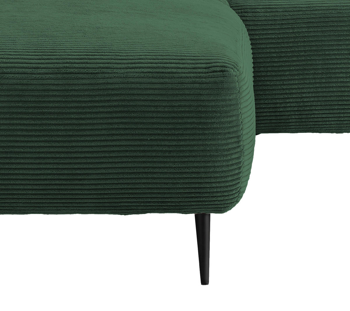 ECKSOFA in Cord Dunkelgrün  178/264-302 cm  - Dunkelgrün/Schwarz, Design, Textil/Metall (178/264-302cm) - Livetastic