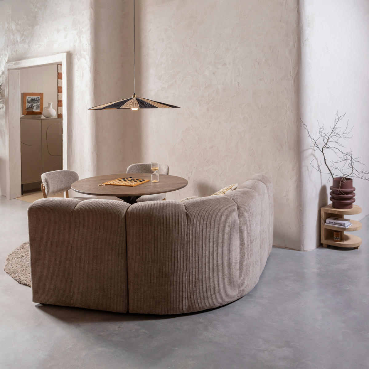 SITZBANKELEMENT 84/83/73 cm Webstoff Sandfarben Kunststoff  - Sandfarben, MODERN, Kunststoff/Textil (84/83/73cm) - Livetastic