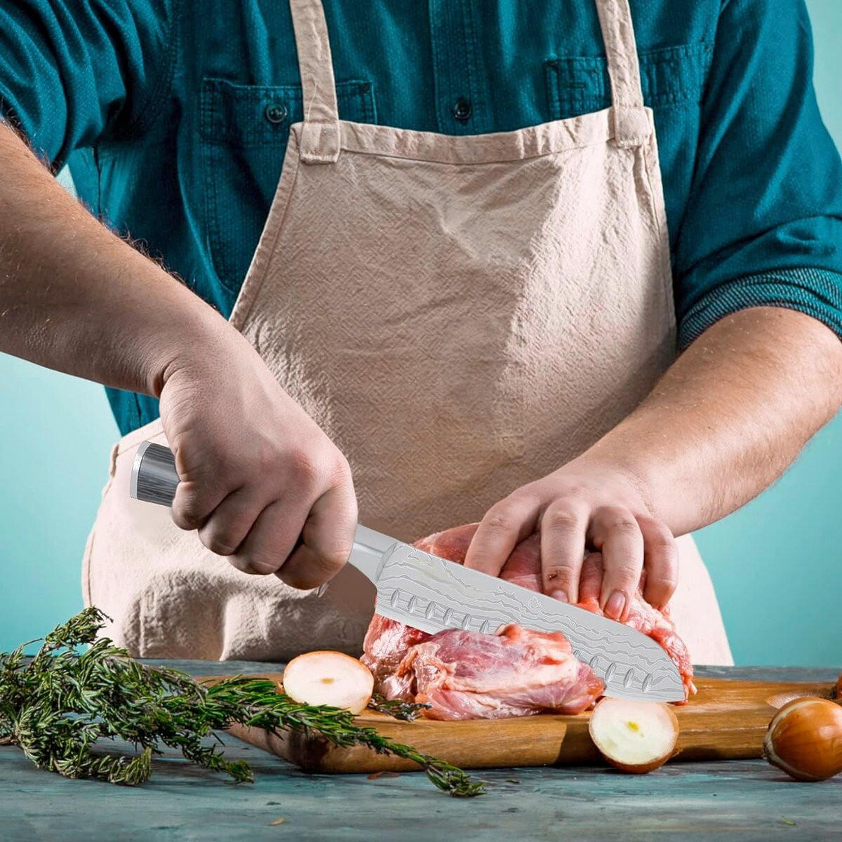 SANTOKU NOŽ  Marindo            - boje oplemenjenog čelika/crna, Basics, drvo/metal