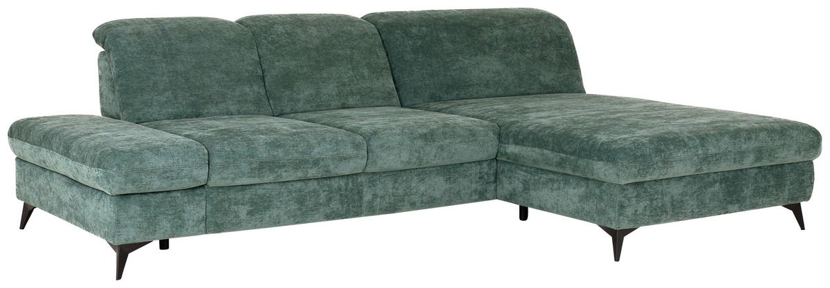 ECKSOFA Dunkelgrün Chenille  - Dunkelgrün/Schwarz, Design, Textil/Metall (288/198cm) - Beldomo Style