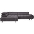 ECKSOFA in Webstoff Anthrazit  - Anthrazit/Silberfarben, Design, Textil/Metall (201/295cm) - Hom`in