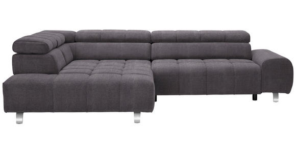 ECKSOFA in Webstoff Anthrazit  - Anthrazit/Silberfarben, Design, Textil/Metall (201/295cm) - Hom`in