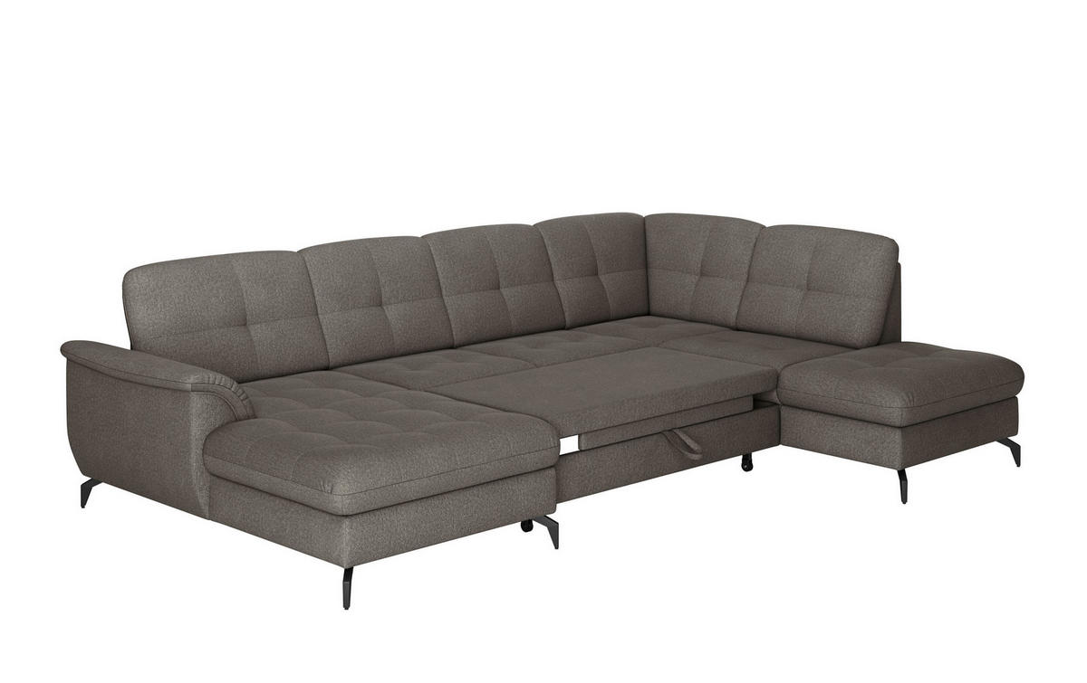 WOHNLANDSCHAFT Graphitfarben Flachgewebe  - Schwarz/Graphitfarben, MODERN, Textil/Metall (164/319/212cm) - Sit & More