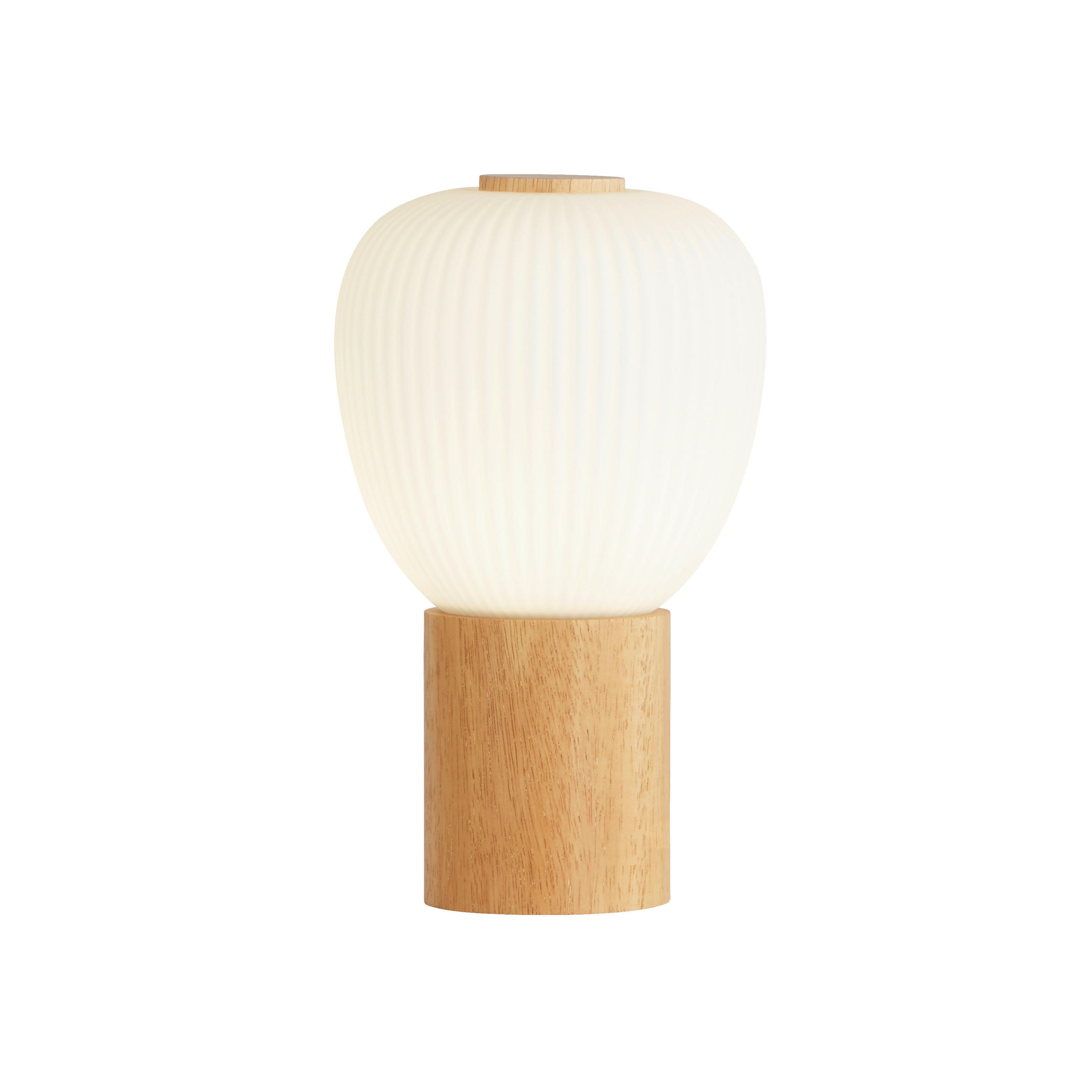 LED BORDSLAMPA - vit, Natur, glas/trä (14,5/14,5/25cm)