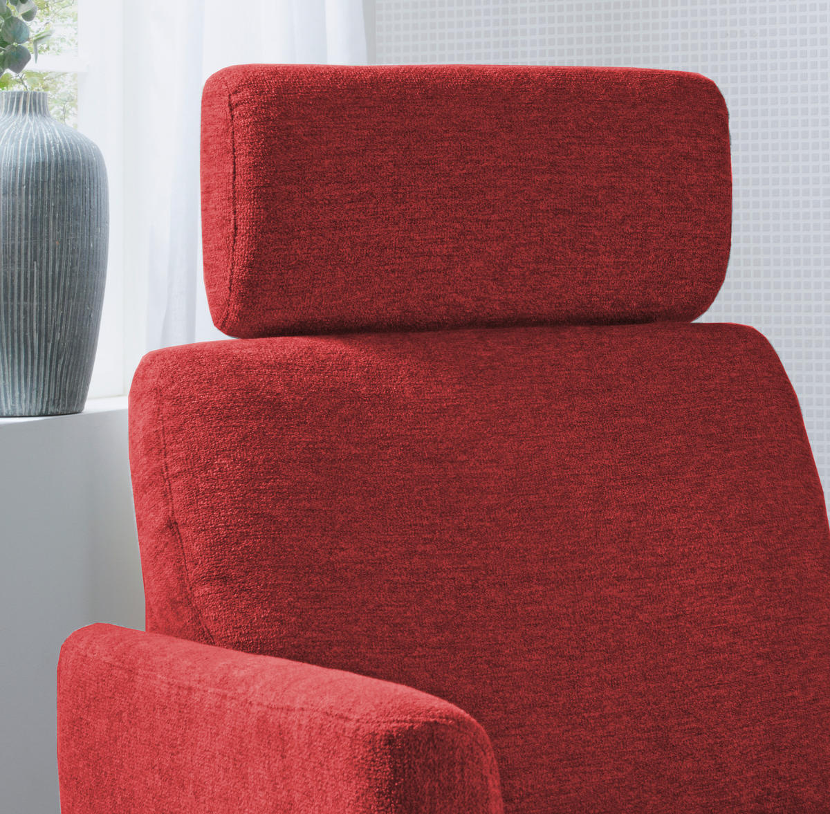 RELAXSESSEL in Textil Rot  - Rot/Schwarz, Modern, Textil/Metall (77/105/87-154cm) - Livetastic